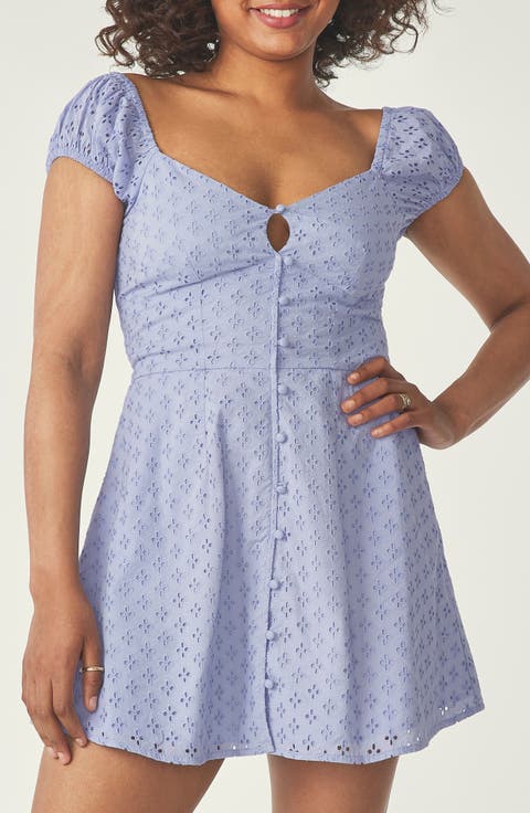 Cap Sleeve Eyelet Minidress