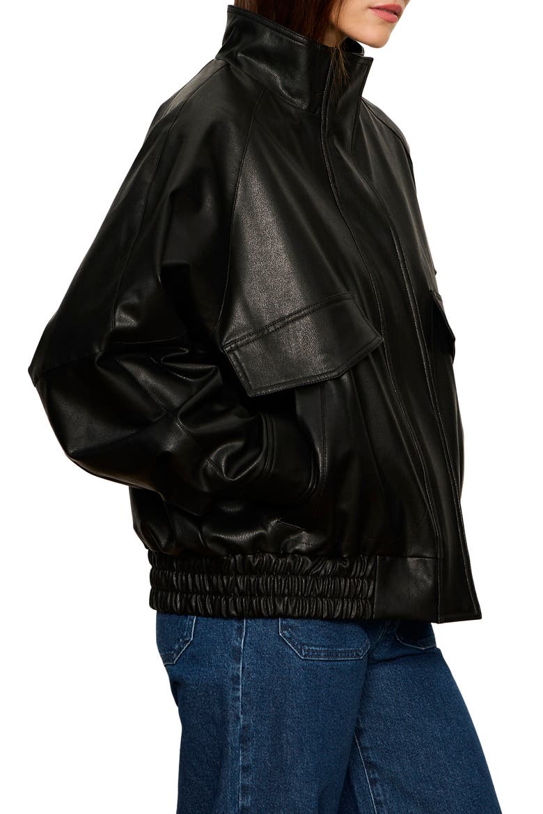 Alana Faux Leather Jacket, Alternate, color, BLACK