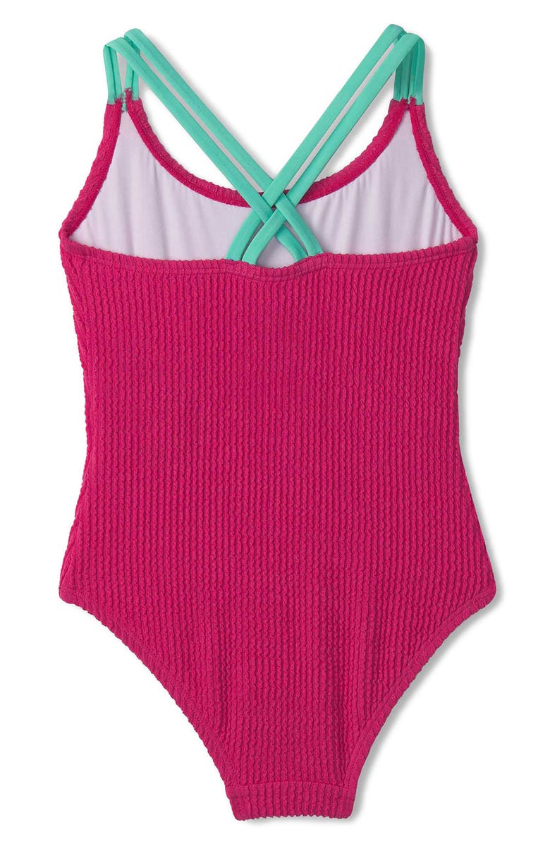 Hatley Kids' Fuchsia Purple Crisscross One-Piece Swimsuit, Alternate, color, 