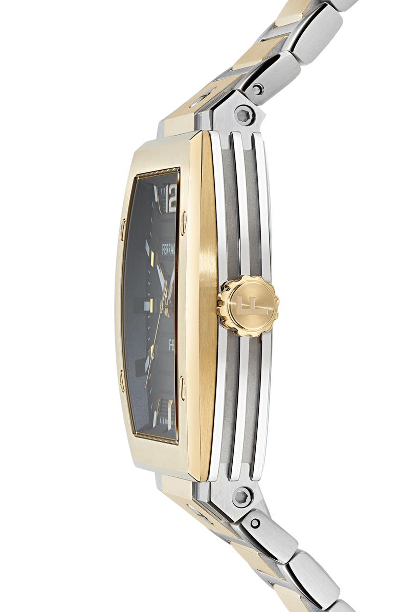 FERRAGAMO F-80 Tonneau Two-Tone Bracelet Watch, 42mm, Alternate, color, Two Tone