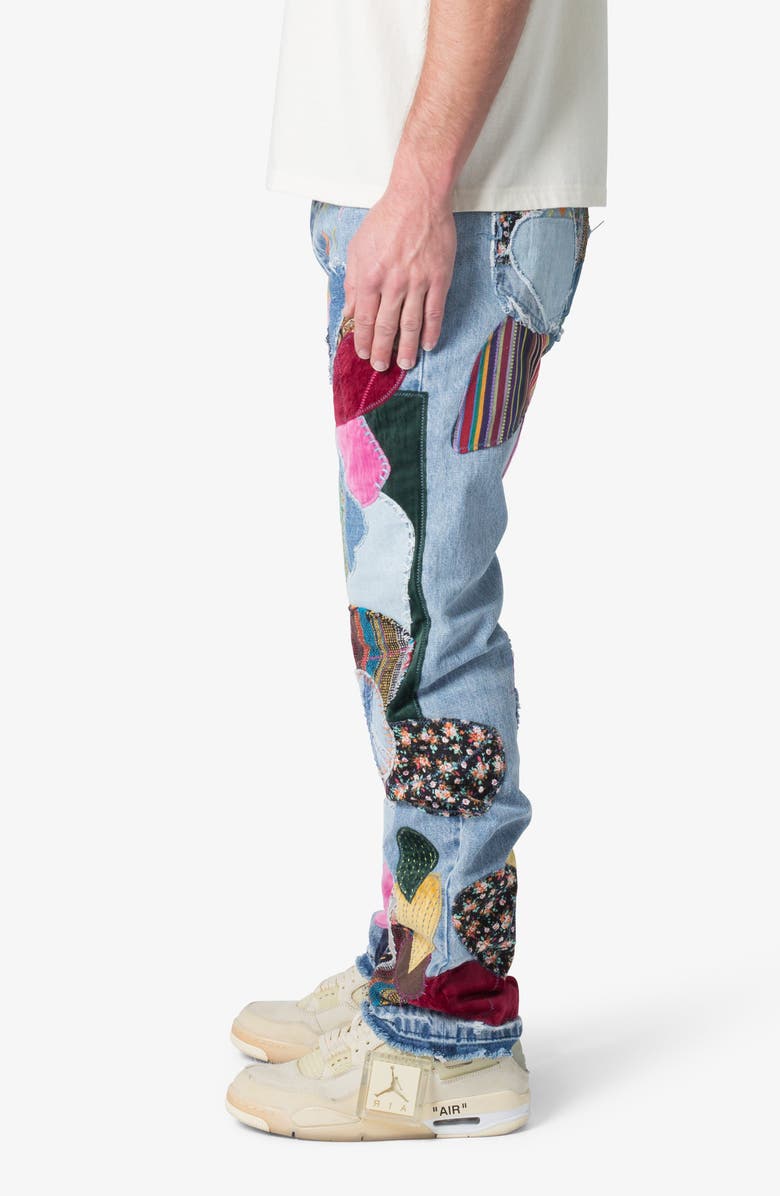 mnml Baggy Patchwork Release Hem Jeans, Alternate, color, Blue/ Multi