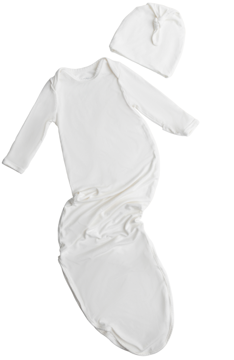 Knotted Baby Gown and Hat