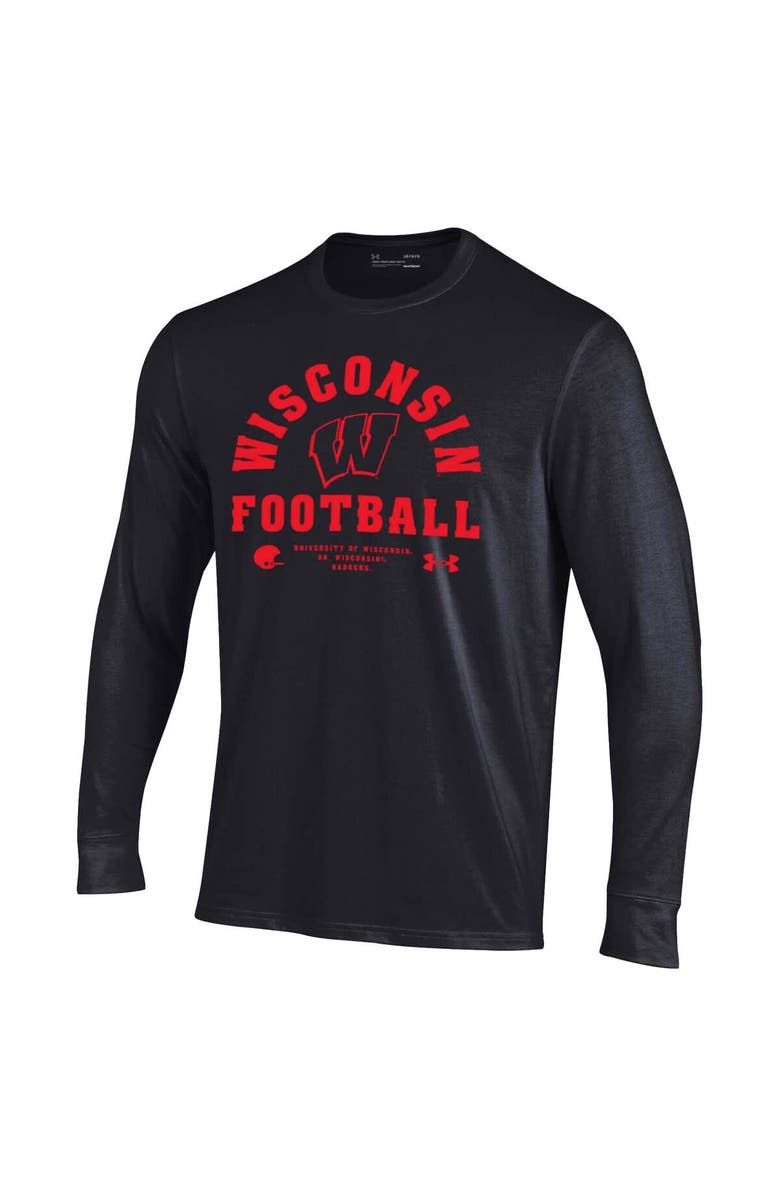 Under Armour Men's Under Armour Black Wisconsin Badgers 2025 Sideline Football Performance Cotton Long Sleeve T-Shirt, Alternate, color, Black