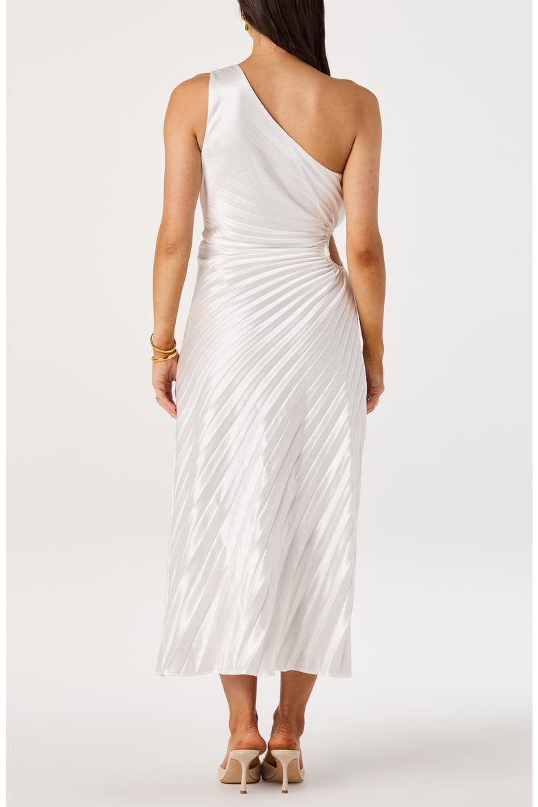 Cameron Pleated One-Shoulder Midi Dress, Alternate, color, WHITE ORANGE FLORAL