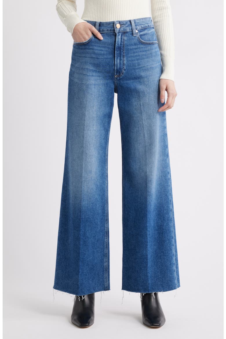 Anessa High Waist Raw Hem Wide Leg Jeans, Main, color, CIRIUS