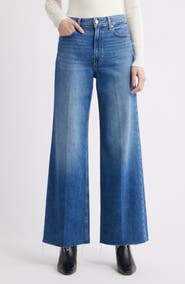 PAIGE Anessa High Waist Raw Hem Wide Leg Jeans