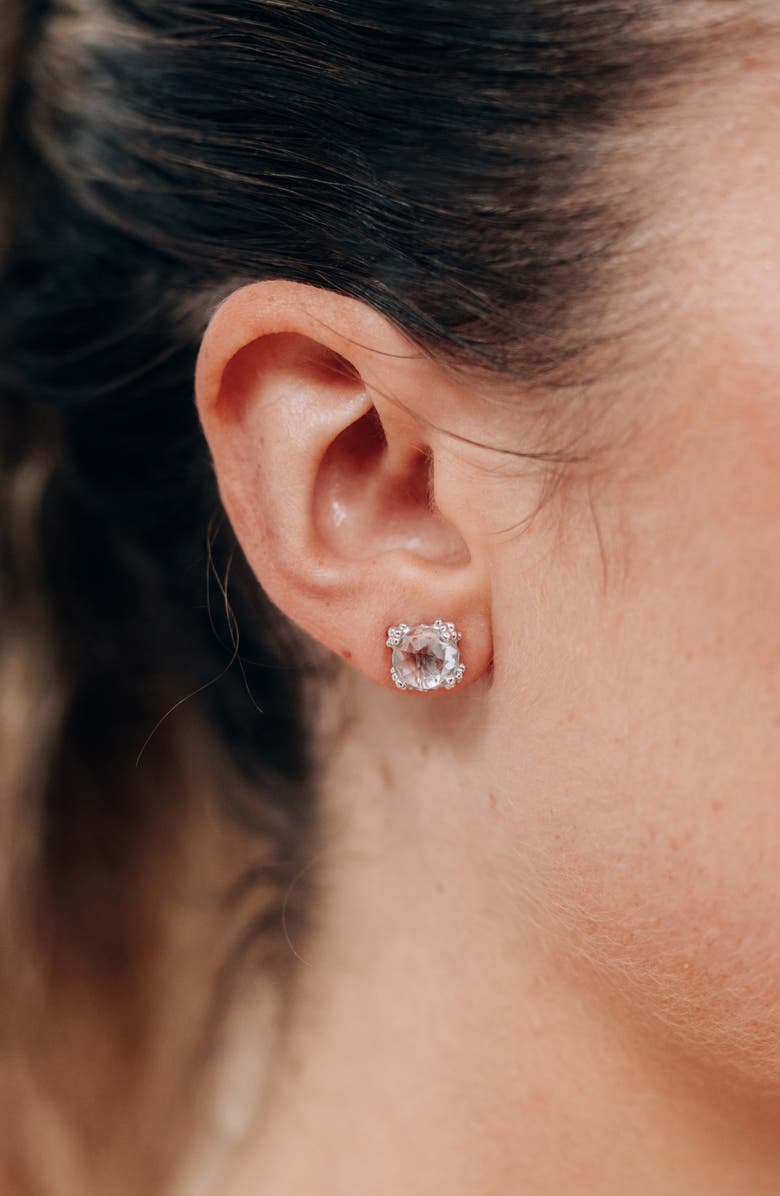 Anzie Dew Drop White Topaz Cluster Stud Earrings, Alternate, color, Silver/ White Topaz