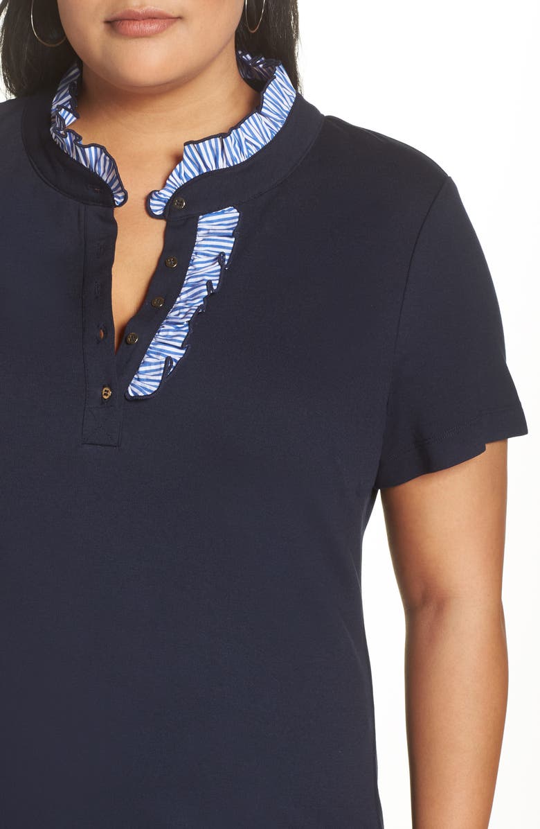 1901 Ruffle Trim Polo Dress, Alternate, color,