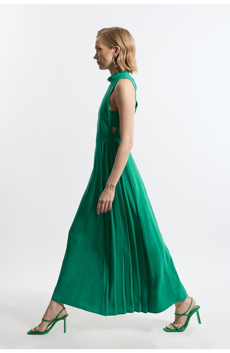 Karen Millen Soft Tailored Pleated Panel Midaxi Dress, Alternate, color, Green