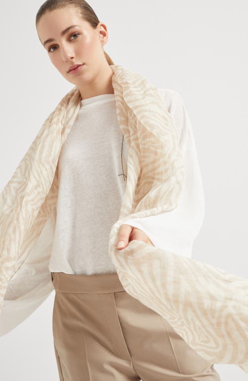 Shop Brunello Cucinelli Printed Scarf In Beige
