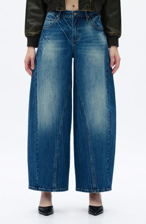 Mid Rise Wide Barrel Jeans (Retro Medium Blue)