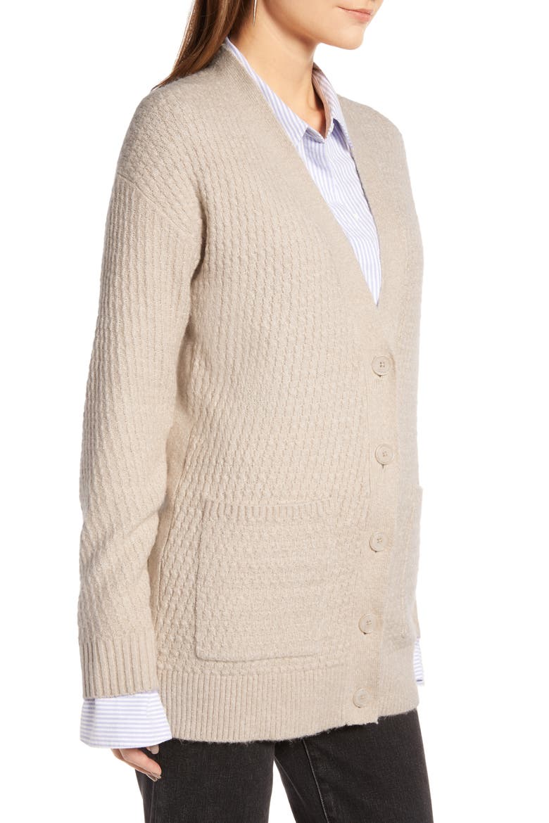Textured Cardigan, Alternate, color, BEIGE OATMEAL MEDIUM HEATHER