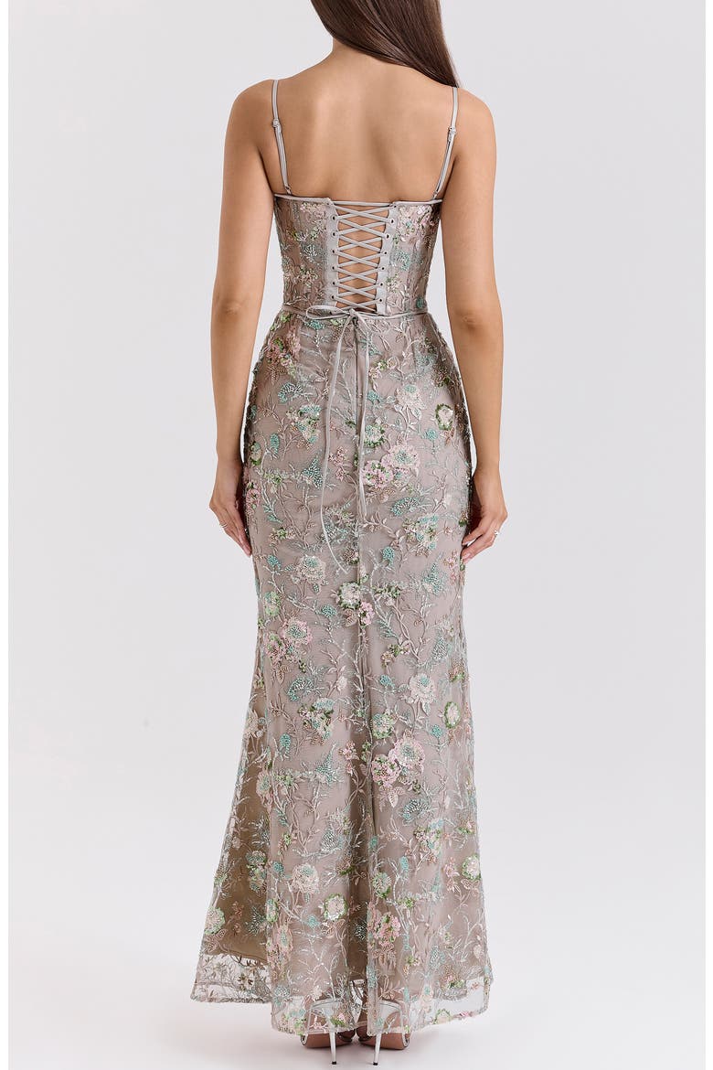 Naima Embroidered Sequin Mermaid Gown, Alternate, color, SILVER LINING