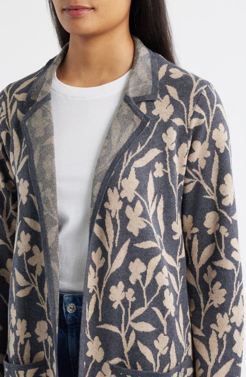 Hatley Floral Vines Jacquard Open Front Cardigan In Green