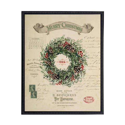 Vintage Painting of a Wreath on a distressed bookplate background