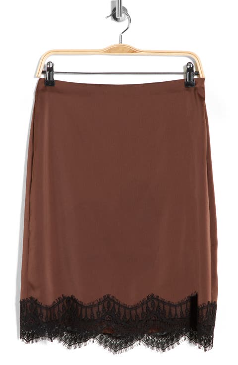 Lace Inset Midi Skirt