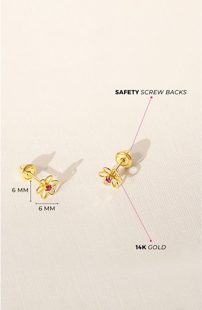 In Season Jewelry 14k Jeweled Open Flower Earrings, Alternate, color, Pink