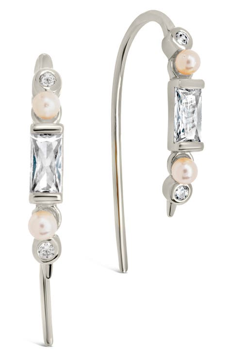 Nadia Cubic Zirconia & Imitation Pearl Threader Earrings