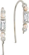Sterling Forever Nadia Cubic Zirconia & Imitation Pearl Threader Earrings