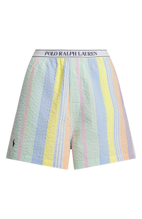 Cotton Seersucker Boxer Pajama Shorts