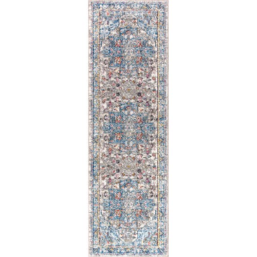 Jonathan Y Manisa Vintage Medallion Area Rug In Ivory/peacock Blue/coral