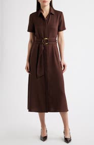 Julia Jordan Belted Midi Shirtdress