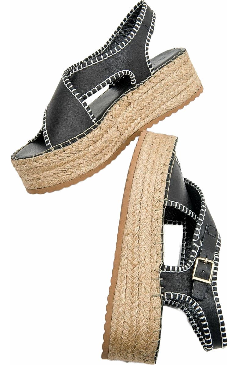 Forever & Always Shoes Bellezza Leather Platform Sandal, Alternate, color, Black Leather