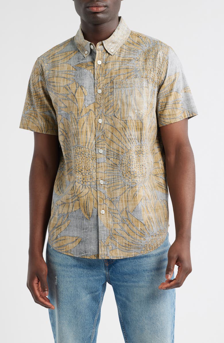 DARK SEAS Merle Button-Down Shirt, Main, color, Black