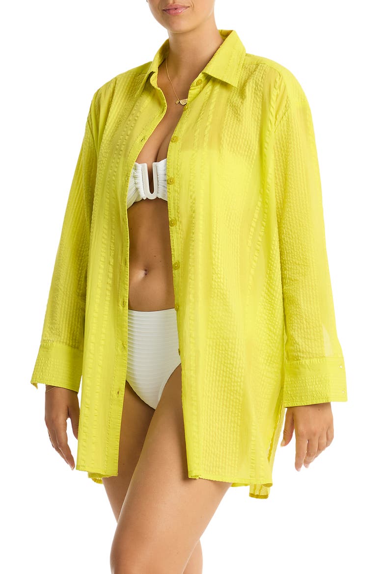 Heatwave Cover-Up Shirtdress, Alternate, color, CITRON