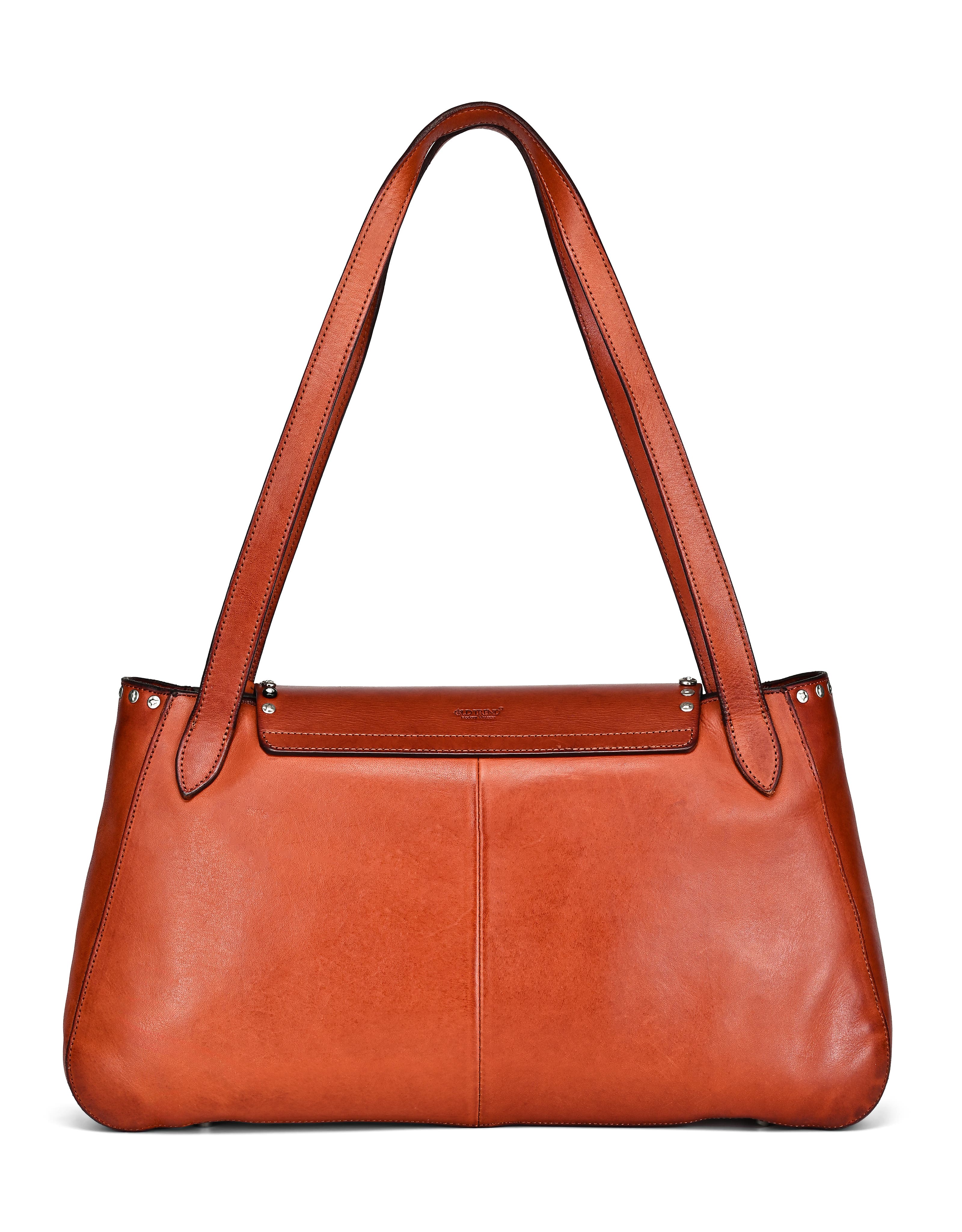 Monarda Genuine Leather Minimal Everyday Shoulder Bag, Alternate, color, Cognac