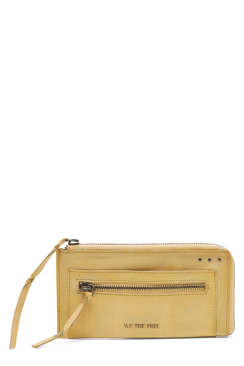 We the Free Emerson Leather Wallet, Main, color, BUTTER YELLOW
