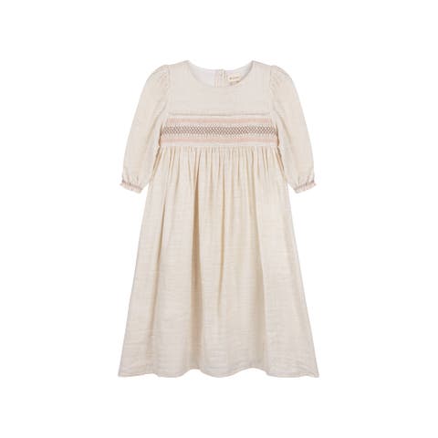 Looms Stitch Collection - 3/4 Smocked Linen Dress