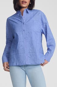 Mavi Jeans Scallop Eyelet Cotton Button-Up Shirt