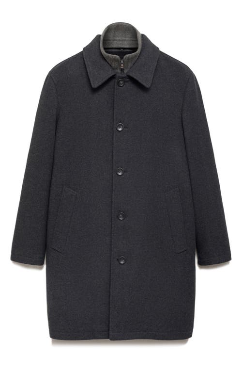 Mango Wool Blend With Removable Courduroy Bib In Charcoal