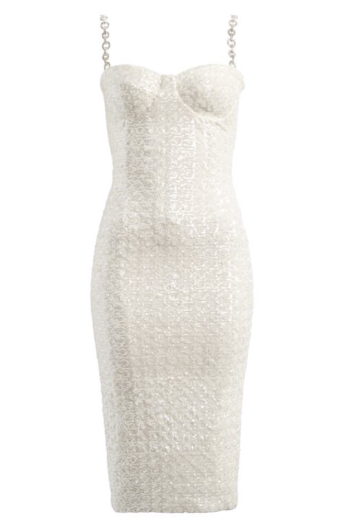 Shop Nadine Merabi Nina Embellished Body-con Cocktail Dress In White