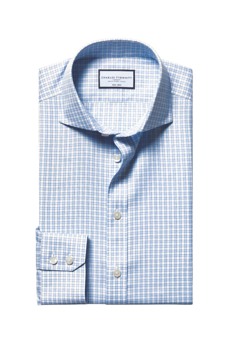 Charles Tyrwhitt Non-Iron Twill Check Shirt, Alternate, color, Cornflower Blue