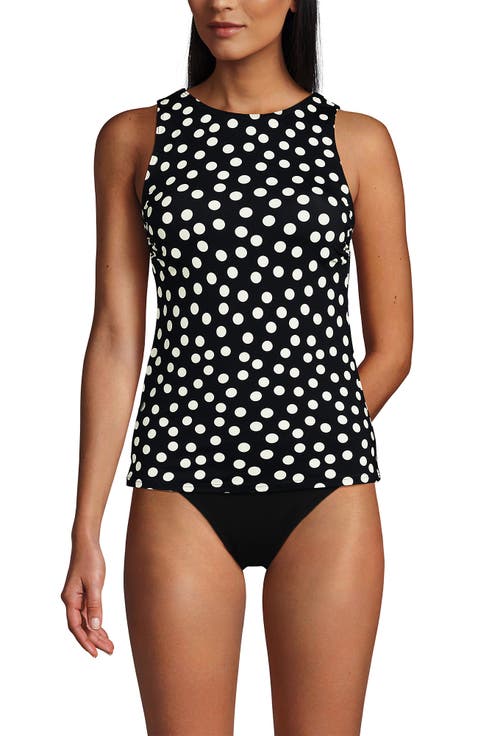 D-Cup Chlorine Resistant High Neck UPF 50 Sun Protection Modest Tankini Swimsuit Top