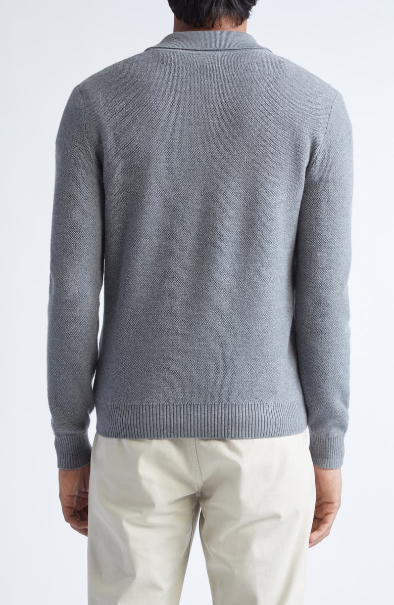 Eleventy Virgin Wool Half Zip Polo Sweater, Alternate, color, 13 Light Gray Melang