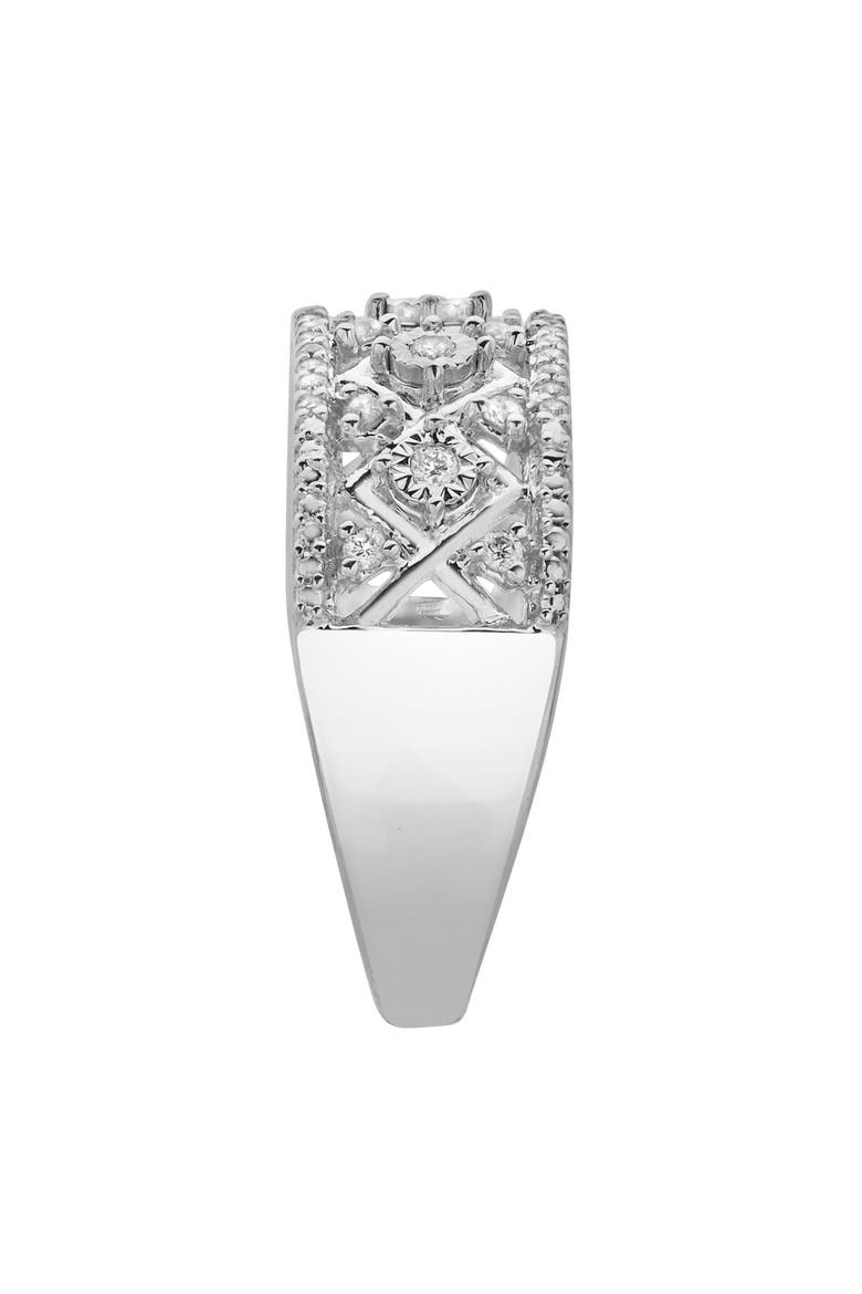 Xeno 14K Gold Round Diamond Studded Textured Band Ring - 0.24cts, Alternate, color, 14K White Gold
