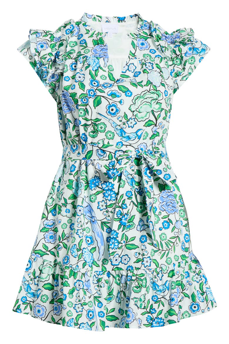Floral Ruffle Sleeve Minidress, Alternate, color, WHITE-BLUE-MULTI