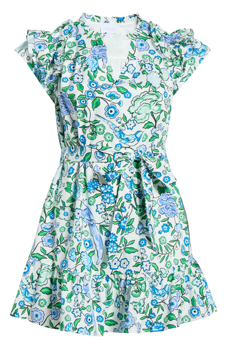 SUGARLIPS Floral Ruffle Sleeve Minidress, Alternate, color, White-Blue-Multi