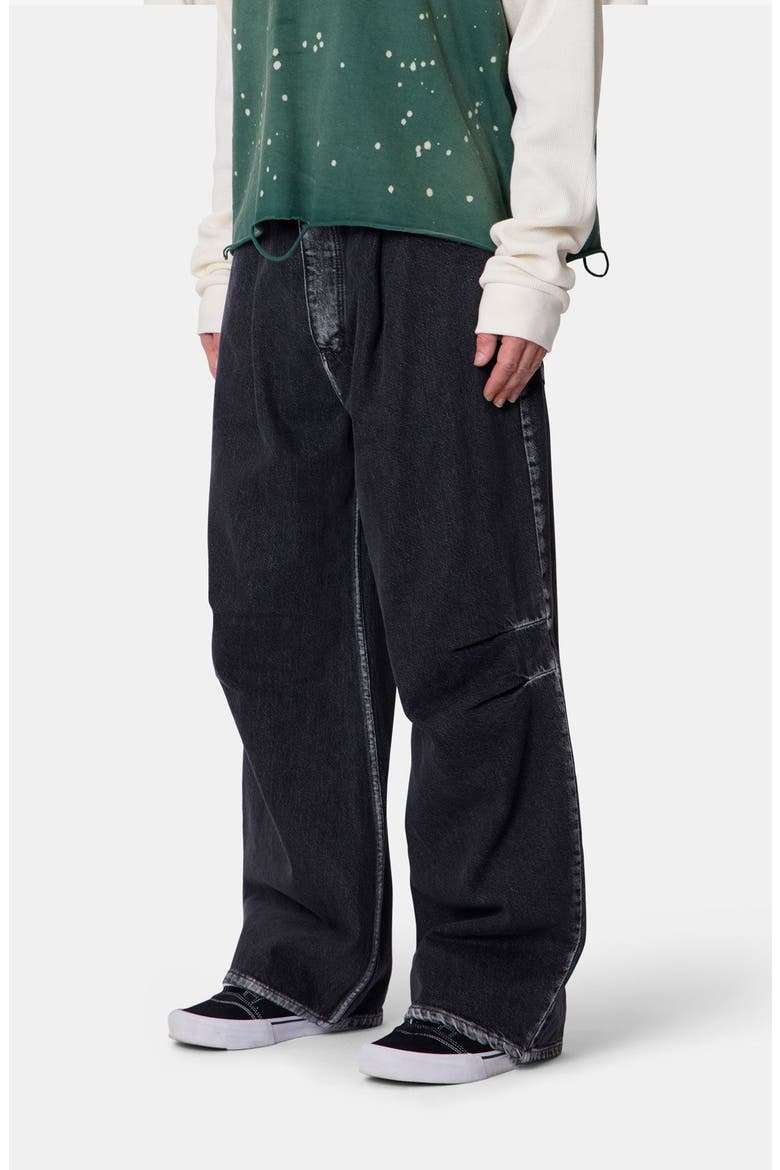 Pleated Denim Jeans, Alternate, color, RINSED BLACK