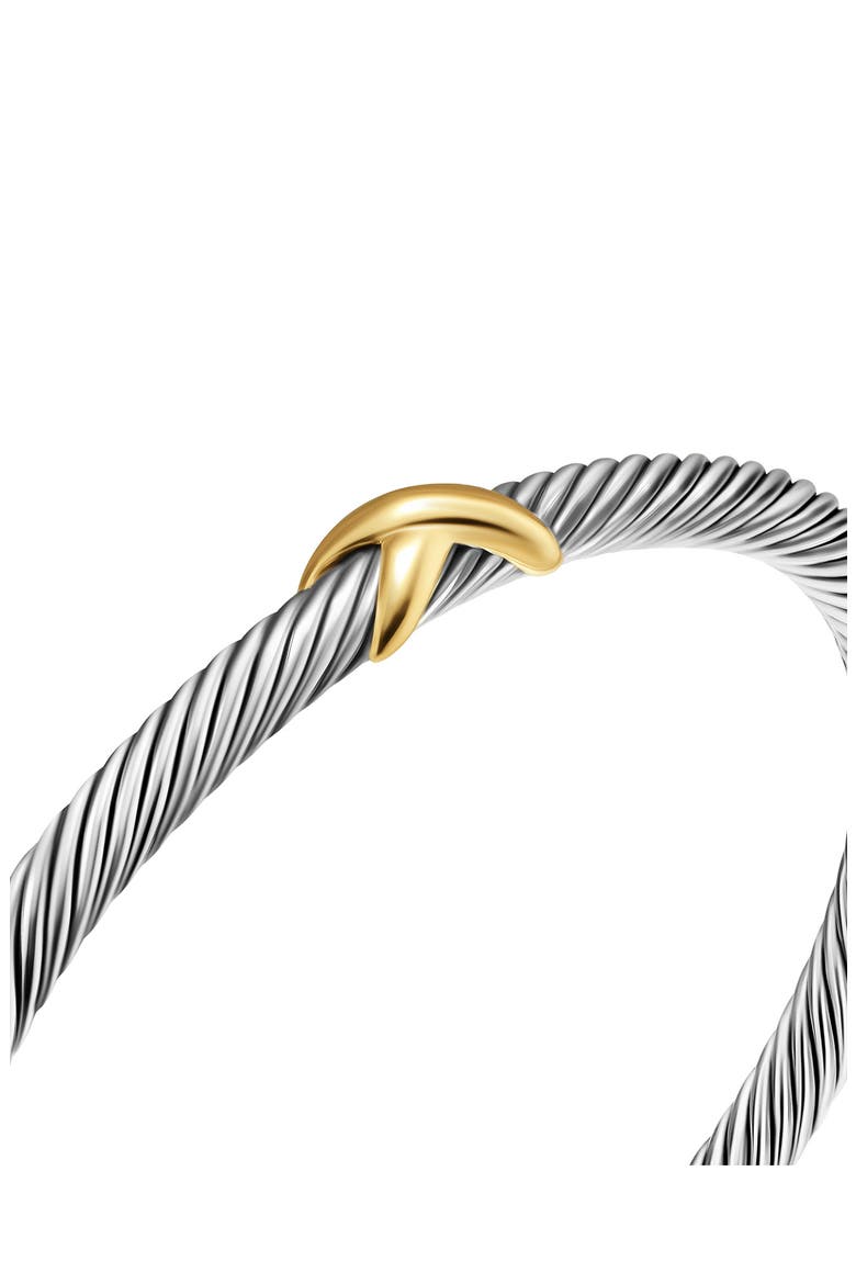 X Classic Cable Station Bracelet in Sterling Silver with 14K Gold, 4mm, Alternate, color, SILVER/ GOLD