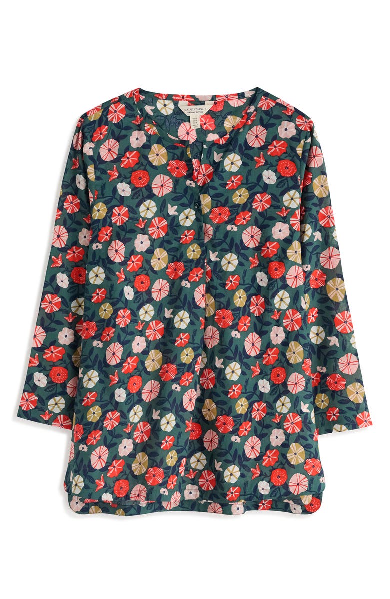 Seasalt Cornwall Watercolour Sketch Floral Print Woven Shirt, Alternate, color, Winding Petunias Grove