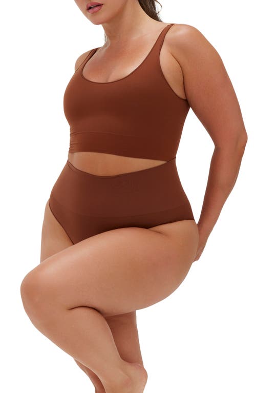 Noodyskin Seamless Body Smooth Scoop Neck Top In Brown