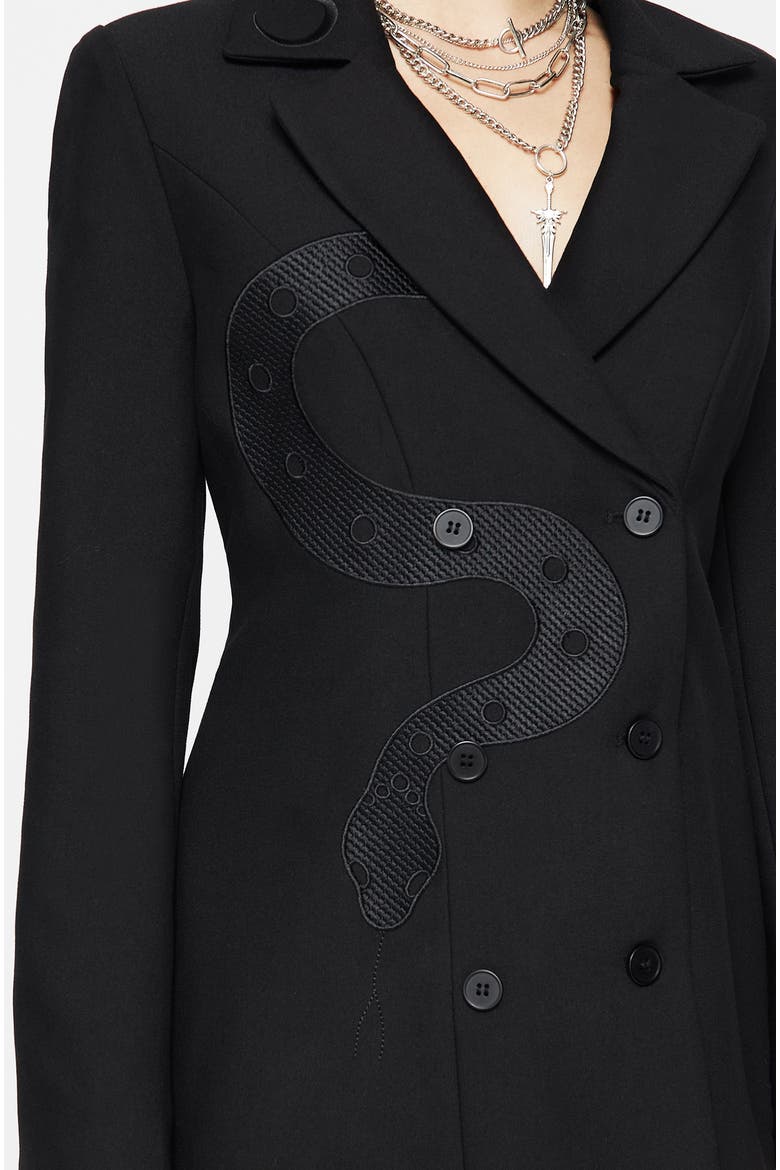 Slither Embroidered Blazer Dress, Alternate, color, Black