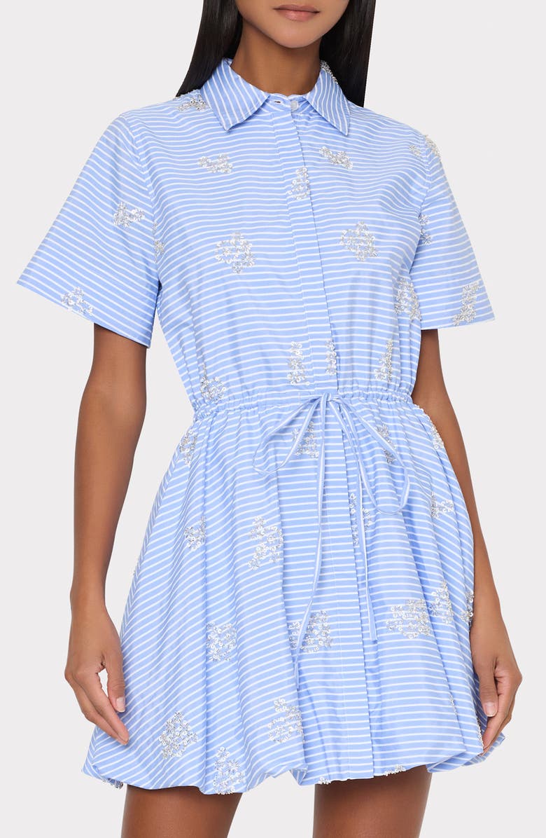 Milly Willa Stripe Sequin Embellished Button-Up Minidress, Alternate, color, 