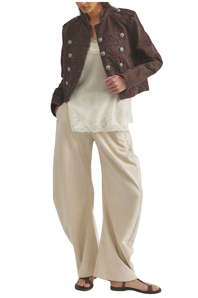 Ryland Cotton & Linen Band Jacket, Alternate, color, DOUBLE ESPRESSO