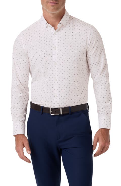 Leeward Trim Fit Double Dot Performance Button-Up Shirt