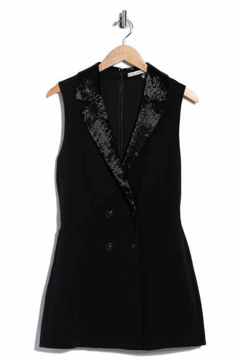Alice + Olivia Carlena Sleeveless Tuxedo Romper